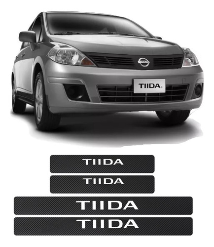 Sticker Cubre Estribos Fibra Carbon Para Nissan Tiida