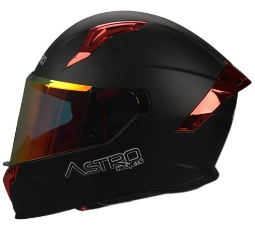 Casco Moto Astro Helmets Negro/rojo Con Doble Mica Y Ece2206