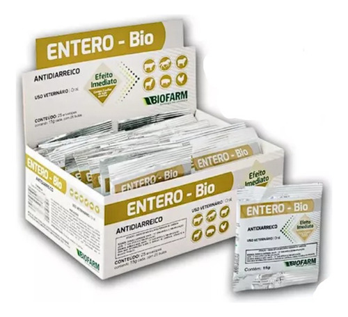 Kit 5 Unid Entero-bio Antidiarreico Cães E Gatos Biofarm 15g