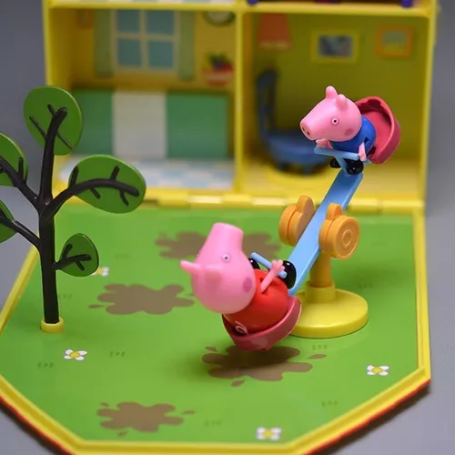 Peppa Pig Casa Com Jardim Maleta Cenário Dtc 4206