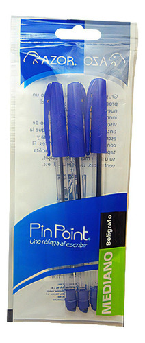 3 Bolígrafos Pluma Pin Point Mediano Punta Aguja 1.0mm Azor Color De La Tinta Azul Color Del Exterior Color