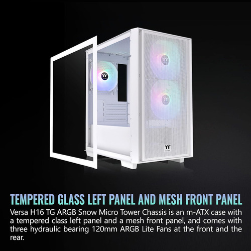 Thermaltake Versa H16 Tg Argb Snow Micro Atx Torre Case De V