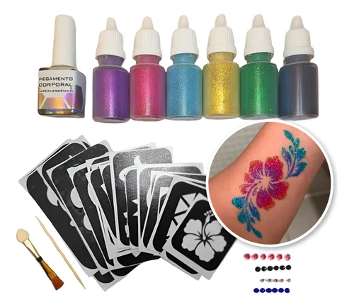 Kit De Tatuajes Temporales Con Purpurina – 38 Colores, 139 Plantillas, Pinceles Y Pegamento, Impermeable Para Niños Y Adultos