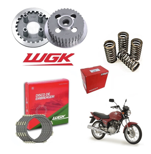 Kit Embreagem Wgk + Mola Honda Cg Titan Cargo Fan Bros 150