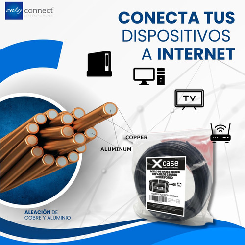 Cable Utp 50mts Cat5e Xcase 4 Hilos 2 Pares Uso Exterior