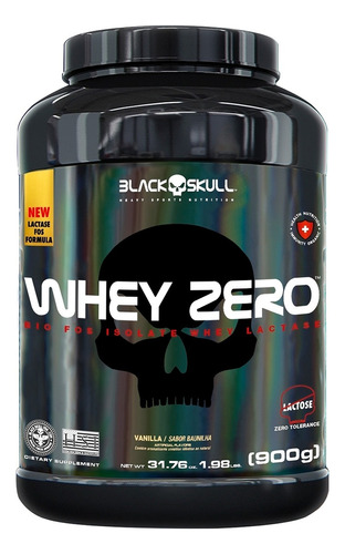 Whey Zero (com Lactase) Black Skull - 900g Whey + Isolado La