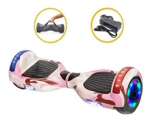 Hoverboard Overboard Skate Elétrico Led Rosa Camuflado