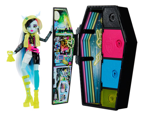 Monster High Muñeca Skulltimates Secrets Sustos Neón Frankie