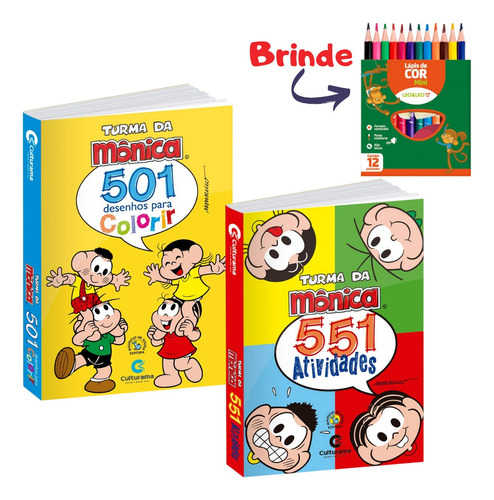 Kit Livros Turma Da Mônica Para Colorir E Atividades  Entretenimento Para Crianças Educativo 