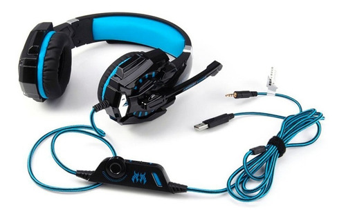 Imagen 7 de 8 de Audífonos gamer Kotion Each G9000 black y blue con luz LED