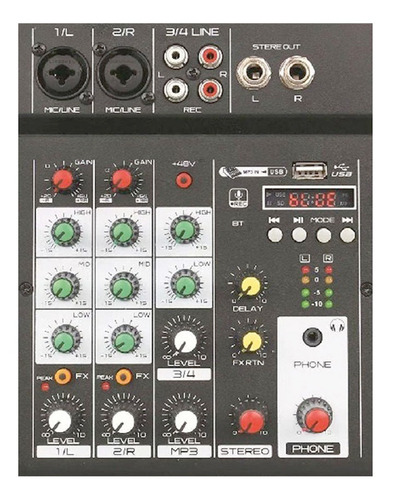 Mixer Ross M4u De 4 Canales Usb Efecto Bluetooth Phantom