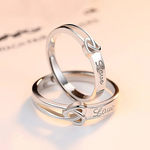 Anillos Plata 925 Corazón Ajustable Mujer Compromiso Pareja