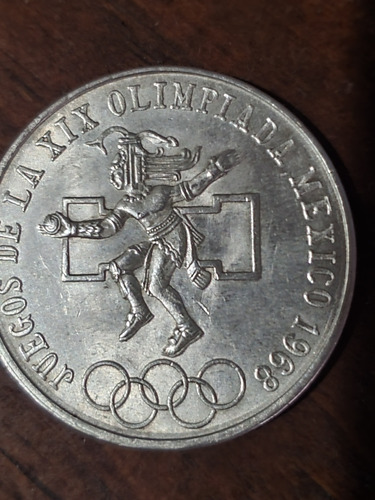 Moneda De Plata Original De 1968 De Los Juegos Olímpicos