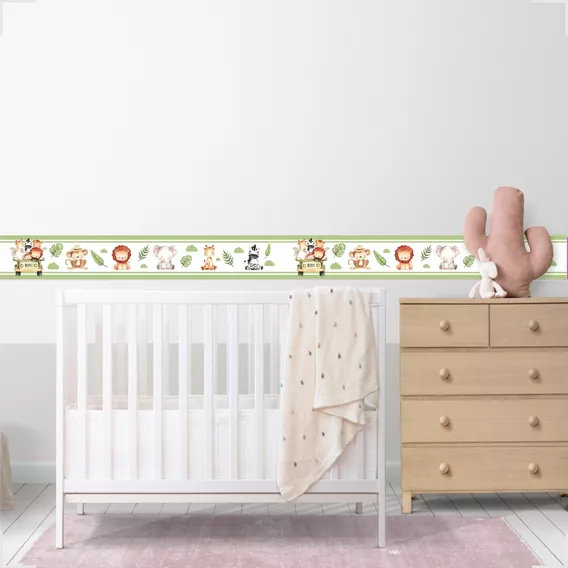 Faixa Decorativa Infantil Bebê Papel Parede Safari Animais