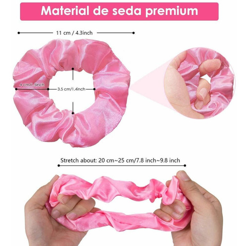 Imagen 3 de 6 de Ligas Para Cabello Scrunchies De Satén 46 Colores