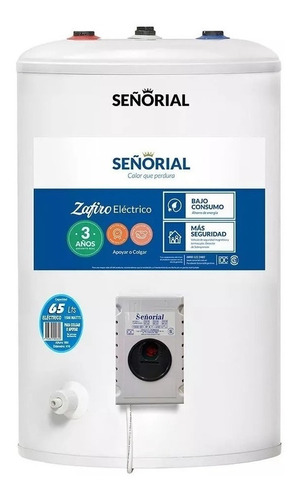 Termotanque Señorial 65 Lts Electrico Linea Zafiro 1500 W.