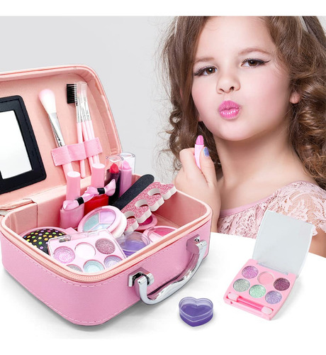 Kit De Maquillaje Lavable Para Niñas Sirena Y Princesa