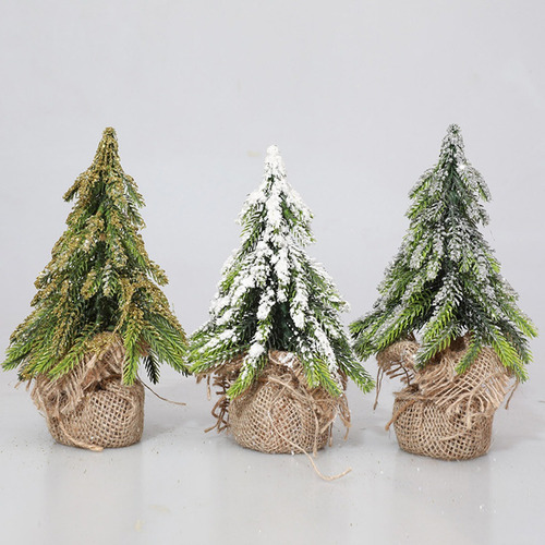 Árbol De Pino De Nieve En Miniatura De Escritorio, Arpillera