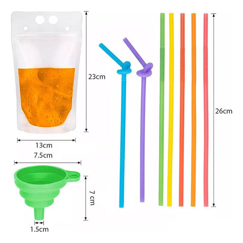100 Conjuntos De Sacos De Bebidas Com Zíper Vertical Para Be