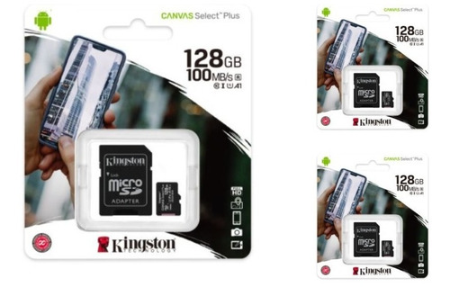 Kit 3 Memorias Micro Sd Kingston 128 Gb Clase 10 Mayoreo
