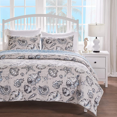 Barefoot Bungalow Cruz Coastal Quilt Set, Ropa De Cama, 2-pi