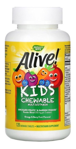 ¡La naturaleza está viva! Multivitamínico masticable para niños 120