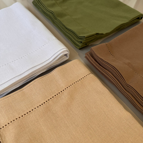 Kit 6 Guardanapos Ponto Ajour Linho Misto Bem Lunar 45x45cm Cor Verde-musgo Lisa