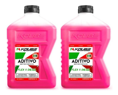 2 Aditivo Rosa Sintético Pronto Uso Radiador 1 L Koube