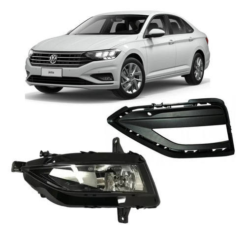 Grade Com Farol Milha Esquerdo Jetta 2019 20 21 2022 Moldura
