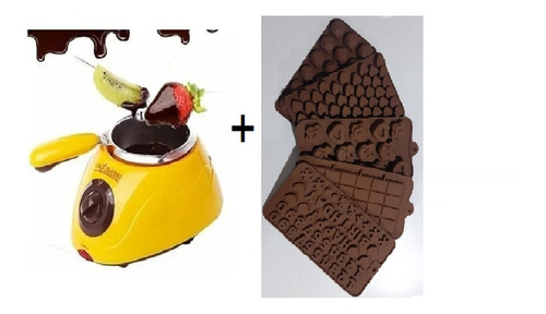 Kit Maquina Chocolatera Fondue + 5 Moldes De Silicon