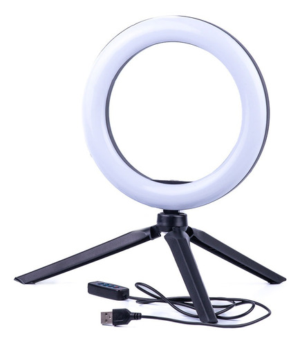 Aro De Luz Led 16 Cm+ Tripode De Mesa Estructura Negro