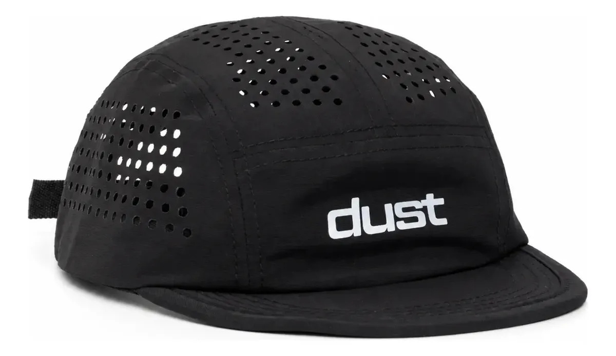 Boné Five Panel Corrida Performance Airtech Preto Aba Curta Esportivo Dust Company Strapback Ajustável Ultraleve Ventilado