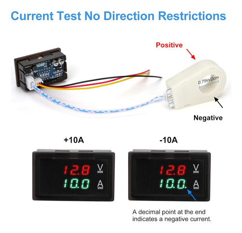 Linkstyle Dc Volt Amp Meter Amperímetro, Dc 5-100v 100a Medi