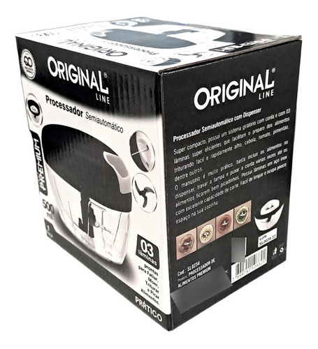 Processador Triturador Alimentos 500ml 3 Lâminas Original