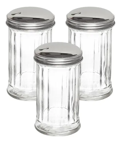 Set X3 Azucarera Vidrio Pico Vertedor Cafetería Mesa Azucar 