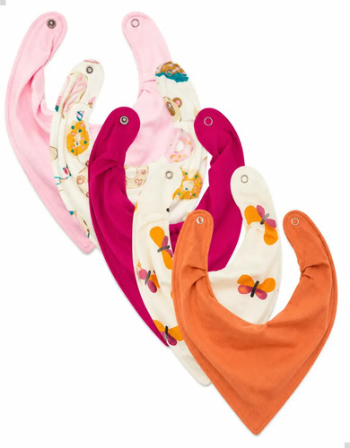 Babador Bandana Bebê Menina Impermeável, Kit 5, Eternizare Babador Impermeável para Bebê Tamanho UN