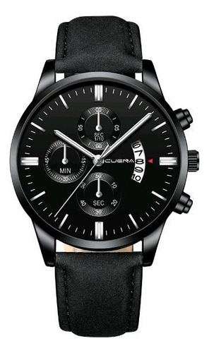 Relógio Masculino Preto Black Motion Design Quartz Prateado