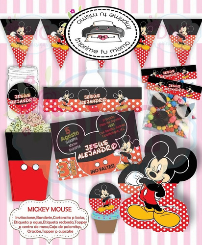 Kit Imprimible Invitacion Candy Bar Mickey Mouse Wink Fiesta