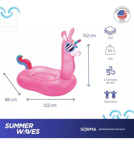 Inflable Llama Rosa Salvavida Infantil Para Niña Flotador