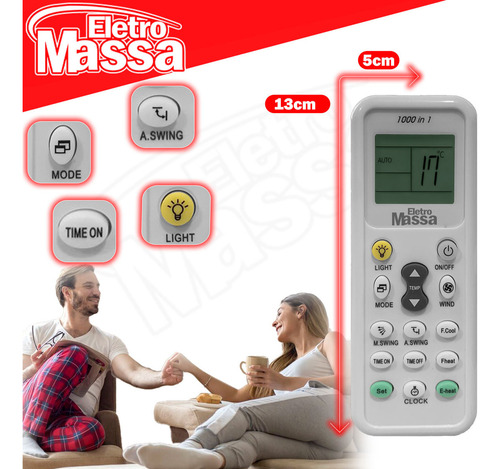 Control remoto universal compatible con aire acondicionado y baterías