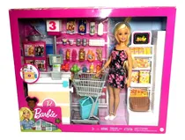 Comprar Conjunto Supermercado De Luxo - Boneca Menina Barbie Loira - Acompanha Acessórios Como Carrinho Para Compras Sacola E Caixa - Mattel Brinquedos