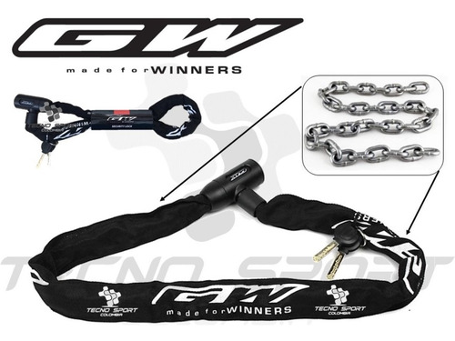Imagen 2 de 8 de Candado Gw Cadena Seguridad Bicicleta Moto Multiusos Oferta