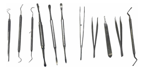 Set Kit De Instrumentos Metálicos Acero Inox De Odontólogia