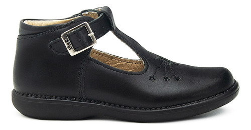 Zapato Escolar Para Niña Piel Soporte Arco Negro 12-21.5