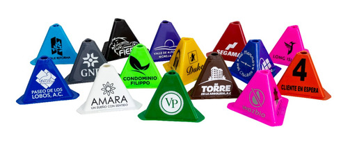 20 Pirámides Triangular De Señalizacion Automotriz Con Logo