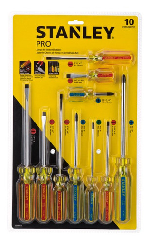 Juego Destornillador Profesional 10 Pz Mixto 69-172 Stanley