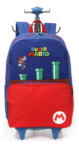 Mochila Rodinhas Super Mario Azul Maxlog 18