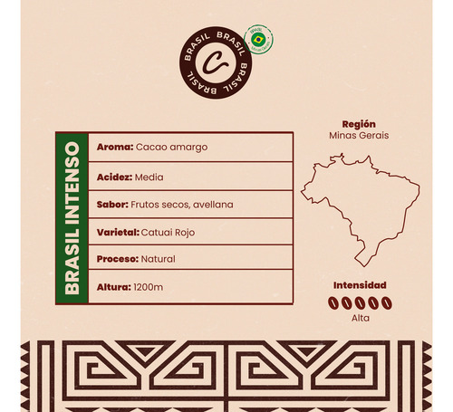 Café De Especialidad Caffettino Brasil Dark En Granos 900grs