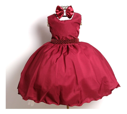 Vestido Natal Ano Novo Festa Infantil Luxo E Tiara Promoção