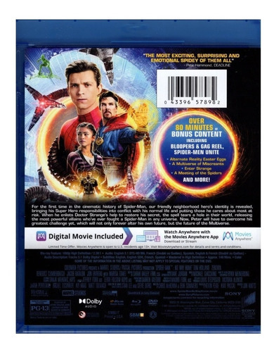 Blu-ray + DVD Spiderman No Way Home / Spider-man Sin Camino A Casa